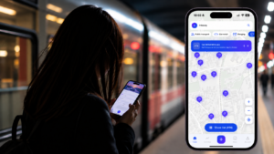 I-RIIDE mobility app showcasing connected mobility services and an exclusive user contest.